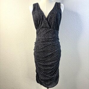 Sweet Pea by Stacy Frati Gray Animal Print Ruched Bodycon Dress Sz S